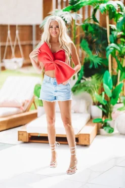 Hazel & Olive NEW ARRIVALS Adore Me Red Crop Top - Red