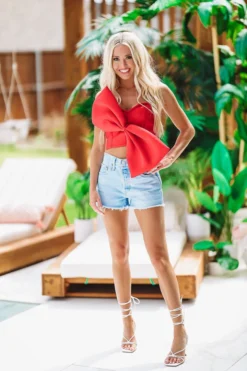 Hazel & Olive NEW ARRIVALS Adore Me Red Crop Top - Red