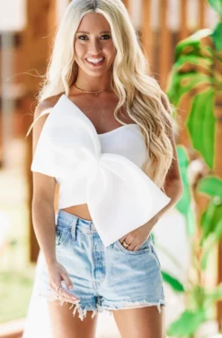 Hazel & Olive Adore Me White Crop Top - White NEW ARRIVALS