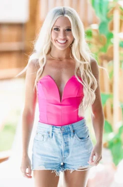 Hazel & Olive All Nighter Bodysuit - Fuchsia Pink