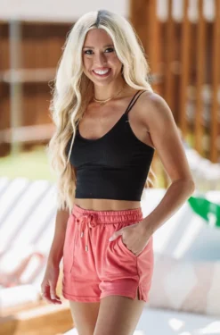 Hazel & Olive At Leisure Terry Cloth Shorts - Red