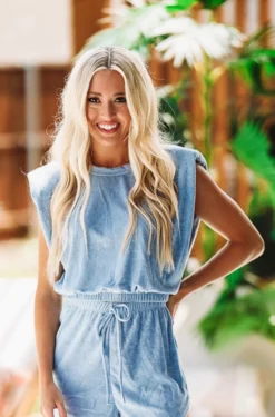 Hazel & Olive Bask In Blue Crop Top - Blue