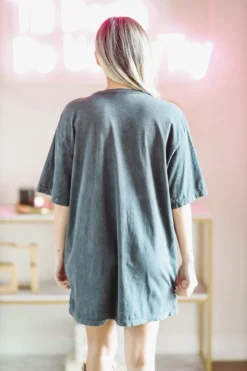 Hazel & Olive NEW ARRIVALS Beach Club Tshirt Dress Or Tee - Washed Grey