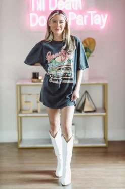 Hazel & Olive NEW ARRIVALS Beach Club Tshirt Dress Or Tee - Washed Grey