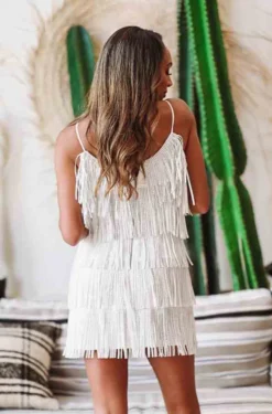 Hazel & Olive Broadway Girls Fringe Dress - White NEW ARRIVALS