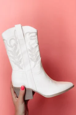 Hazel & Olive NEW ARRIVALS Chasin' You Cowgirl Boots - White