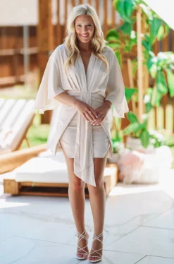 Hazel & Olive Clear Sky Kimono Dress - Cream