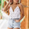 Hazel & Olive Cut To The Chase Crop Top - White Floral 2 Hazel & Olive Cut To The Chase Crop Top - White Floral