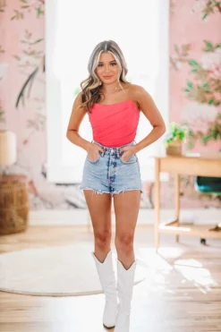 Hazel & Olive NEW ARRIVALS D'Amour Corset Top - Fuchsia Pink