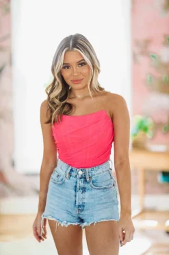 Hazel & Olive NEW ARRIVALS D'Amour Corset Top - Fuchsia Pink