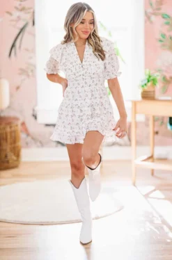 Hazel & Olive Easy Street Floral Dress - White