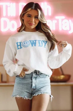 Hazel & Olive NEW ARRIVALS Electric Howdy - White Pullover