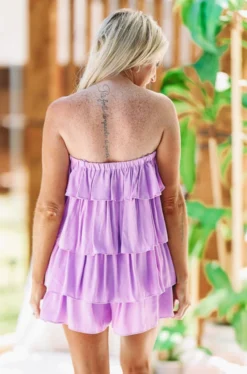 Hazel & Olive NEW ARRIVALS Get On Board Romper Dress - Purple