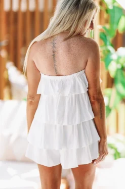 Hazel & Olive NEW ARRIVALS Get On Board White Romper Dress - White