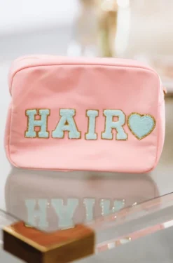 HAZEL & OLIVE Large Hair Travel Pouch - Pink NEW ARRIVALS