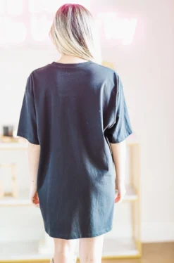 Hazel & Olive NEW ARRIVALS Hey Cowboy Graphic Tshirt Dress Or Tee - Black