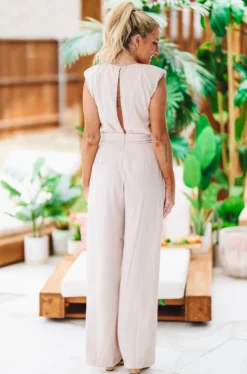 Hazel & Olive NEW ARRIVALS High Standards Jumpsuit - Champagne