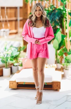 Hazel & Olive NEW ARRIVALS Just Because Button Up Top - Pink