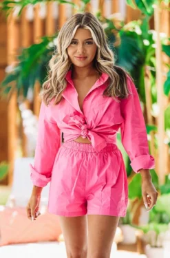 Hazel & Olive NEW ARRIVALS Just Because Button Up Top - Pink