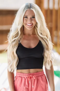 Hazel & Olive Kickin' It Black Crop Top - Black NEW ARRIVALS