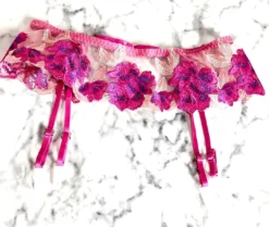 Hazel & Olive NEW ARRIVALS Le Fleur Garter Belt - Magenta