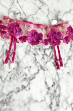 Hazel & Olive NEW ARRIVALS Le Fleur Garter Belt - Magenta