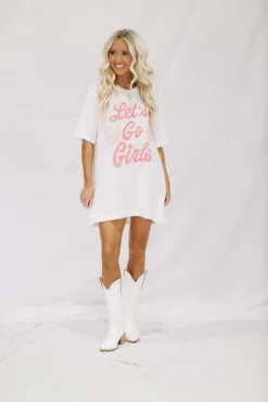 Hazel & Olive Let's Go Girls Oversized Tshirt Dress Or Tee - Pink And White NEW ARRIVALS 10 Hazel & Olive Let's Go Girls Oversized Tshirt Dress Or Tee - Pink And White NEW ARRIVALS