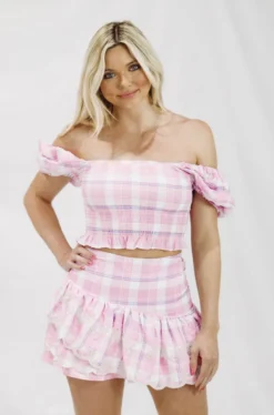 Hazel & Olive Living Doll Skirt - Pink Plaid