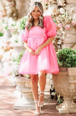 Hazel & Olive NEW ARRIVALS Lotta Love Dress - Hot Pink