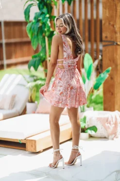 Hazel & Olive Love Island Dress - Light Pink And Orange NEW ARRIVALS