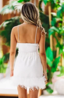 Hazel & Olive Made For Brooklyn Feather Skirt - White NEW ARRIVALS