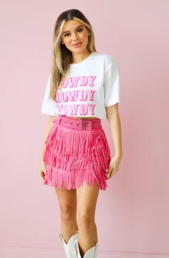 Hazel & Olive Store 50 Hazel & Olive NEW ARRIVALS Made In Memphis Fringe Skirt - Hot Pink