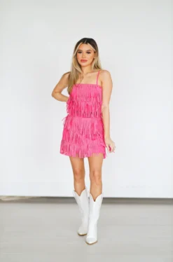 Hazel & Olive Made In Memphis Fringe Top - Hot Pink NEW ARRIVALS