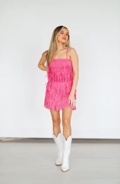 Hazel & Olive Made In Memphis Fringe Top - Hot Pink NEW ARRIVALS