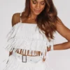 Hazel & Olive NEW ARRIVALS Made In Memphis Fringe Top - White