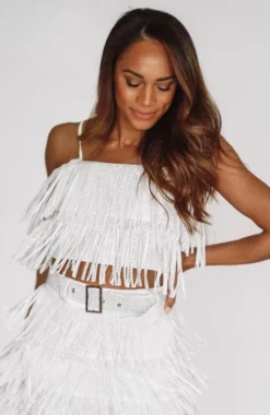 Hazel & Olive Store 48 Hazel & Olive NEW ARRIVALS Made In Memphis Fringe Top - White