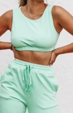 Hazel & Olive NEW ARRIVALS Make Them Jealous Crop Top - Mint (FINAL SALE)