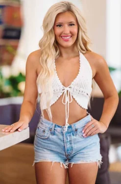 Hazel & Olive Mariposa Crochet Top - Ivory