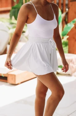 Hazel & Olive NEW ARRIVALS Meet Ya On The Court Shorts - White