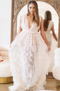 Hazel & Olive NEW ARRIVALS Midnight Dreams Dress - Tan/Nude