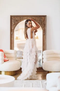 Hazel & Olive NEW ARRIVALS Midnight Dreams Dress - Tan/Nude