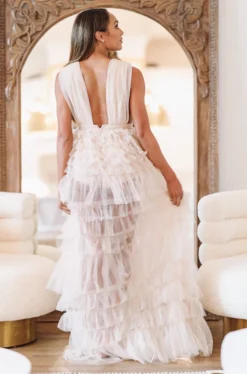 Hazel & Olive NEW ARRIVALS Midnight Dreams Dress - Tan/Nude