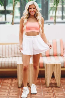 Hazel & Olive NEW ARRIVALS Neon Nat Crop Top - Coral