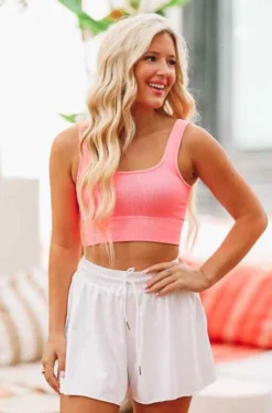 Hazel & Olive Neon Nat Crop Top - Pink