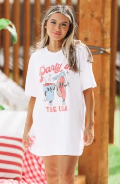 Hazel & Olive Party In The USA Graphic Tshirt Dress Or Tee