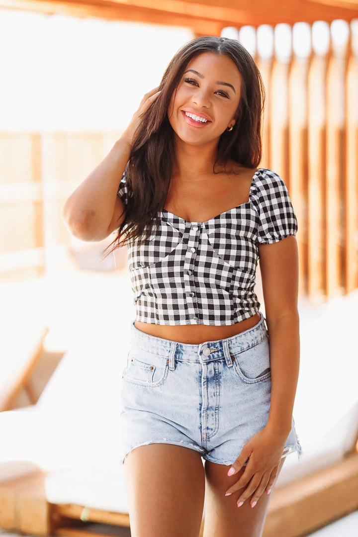 Hazel & Olive Picnic Babe Top - Black And White (FINAL SALE) NEW ARRIVALS 3 Hazel & Olive Picnic Babe Top - Black And White (FINAL SALE) NEW ARRIVALS