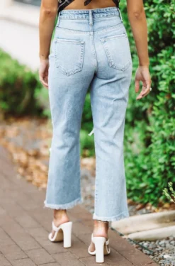 Hazel & Olive Raw Edge Boyfriend Jeans - Light Wash NEW ARRIVALS