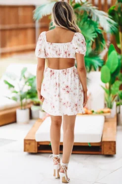 Hazel & Olive Run Free Floral Dress - White/Peach NEW ARRIVALS
