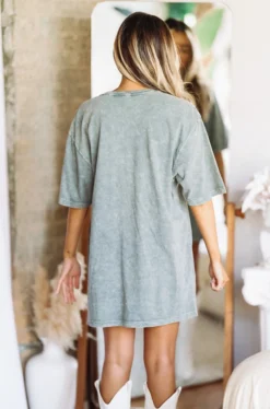 Hazel & Olive Saddle Up Graphic Tshirt Dress Or Tee - Smokey Gray