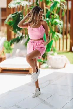 Hazel & Olive NEW ARRIVALS Seeing Double Short Set - Pink